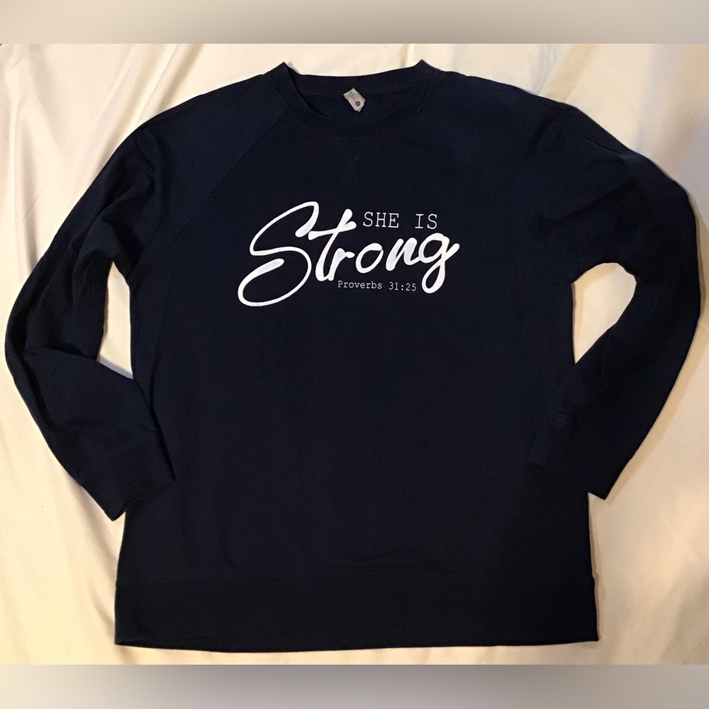 'She Is Strong' Light Sweatshirt, Navy Blue